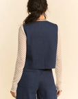 Denim Vest with Lace Detail - Plus Size