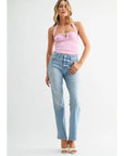 Stacie Mid Rise Stovepipe Straight Leg