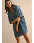 V-Neck Denim Tunic Dress