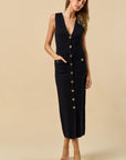 Sleeveless Sweater Button Down Maxi Dress