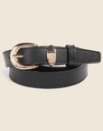 Metallic Crescent Buckle Leather Belt
