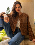 Avian Jacket in Quilted Velvet with Leather Pocket