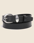 Metallic Crescent Buckle Leather Belt