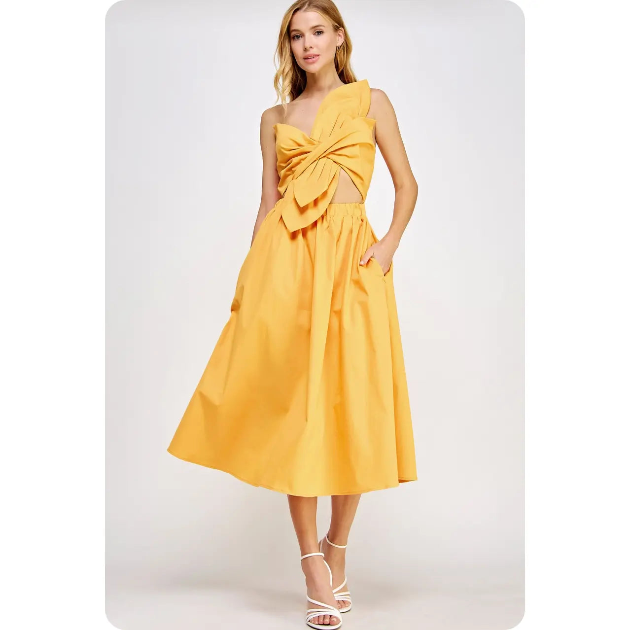 knee length dresses for ladies Fiona Cotton Midi Dress. Simple Retro Womenswear Daily-Vintage Inspired Fashion, White / L