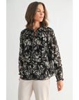 Flower Print Tie Detail Blouse