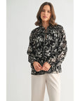 Flower Print Tie Detail Blouse