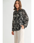 Flower Print Tie Detail Blouse