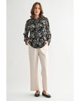 Flower Print Tie Detail Blouse