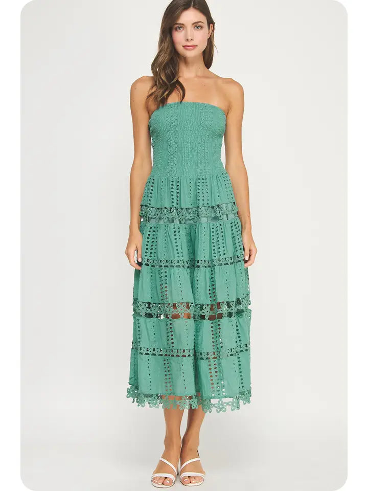 Gigi Eyelet Lace Tube Dress