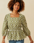 Corfu Eyelet Peplum Top