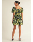 Penny Floral Brocade Short Sleeve Mini Dress