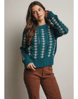 Ella Embroidered Cable Knit Sweater