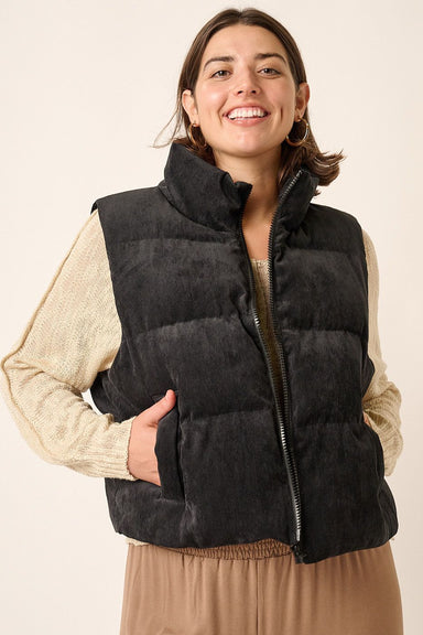 Corduroy Puffer Vest - Plus Size