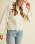 Savannah Scalloped Sweater with Embroidery