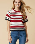 Carrie Crochet Striped Knit Top