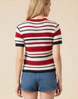 Carrie Crochet Striped Knit Top
