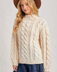 Mock Neck Cable Knit Sweater
