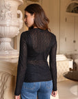 Lace Top with Round Neck Buttons
