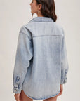 Carrie Washed Denim Button Down Shirt Jacket