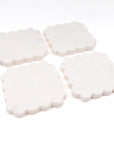 White Marble Scalloped Coaster Set