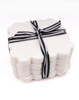 White Marble Scalloped Coaster Set