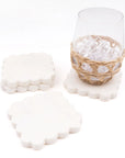 White Marble Scalloped Coaster Set