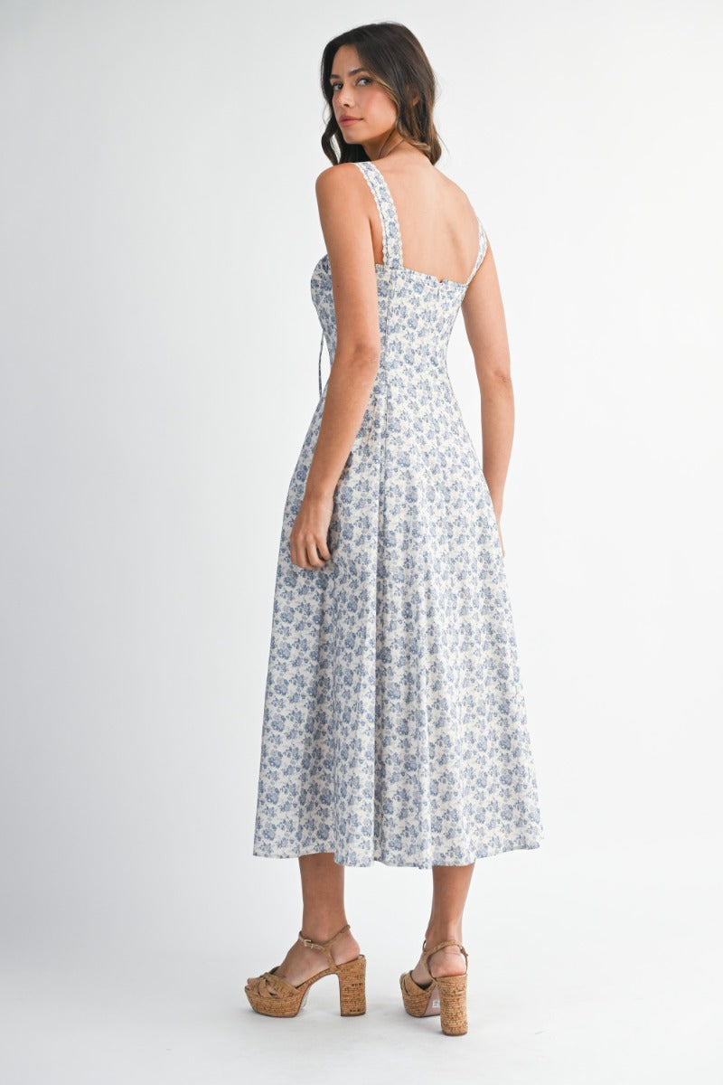 Ari Midi Length Dress with Lace Trim