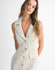 Capri Tweed Button Down Dress