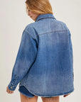 Carrie Washed Denim Button Down Shirt Jacket