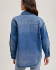 Carrie Washed Denim Button Down Shirt Jacket
