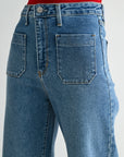Patch Pocket Wide Leg Denim