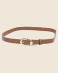 Metallic Crescent Buckle Leather Belt