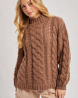 Mock Neck Cable Knit Sweater