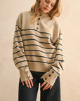 Taylor Stripe Half Button Up Sweater