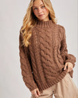 Mock Neck Cable Knit Sweater