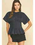 Penny Pleated Waist Peplum Top
