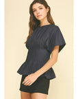 Penny Pleated Waist Peplum Top