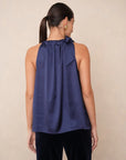 Simone Satin Tie Neck Blouse