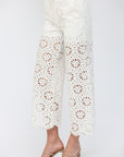Eliza Eyelet Cropped Wide Leg Pant