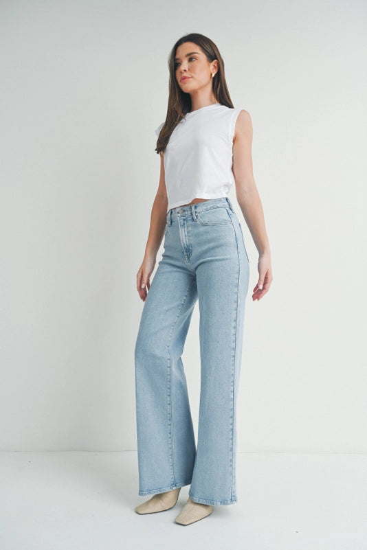 Light Wash Palazzo Denim