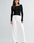 Penny Pintuck Wide Leg Denim