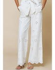 Finley Embroidery Scalloped Hem Pants