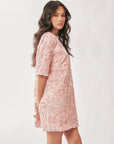 Floral Embroidery Sequined Mini Dress - Plus Size