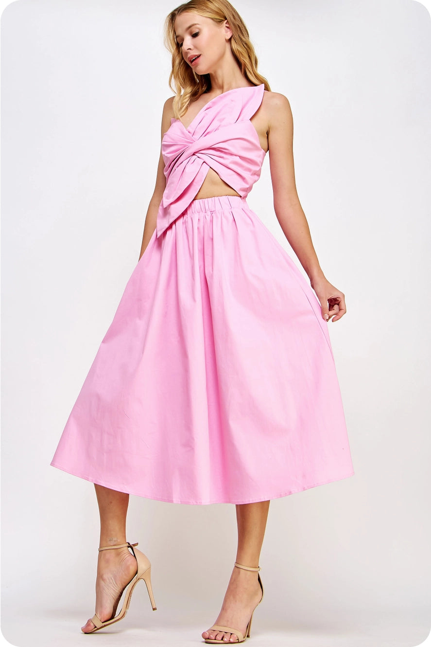 Fiona Knotted Bow Midi Dress