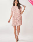 Floral Embroidery Sequined Mini Dress - Plus Size