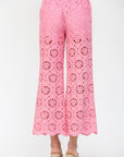 Eliza Eyelet Cropped Wide Leg Pant
