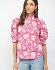 Penny Puff Short Sleeve Button Down