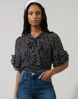 Prya Polka Dot Tie Neck Top