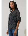 Prya Polka Dot Tie Neck Top