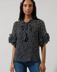 Prya Polka Dot Tie Neck Top